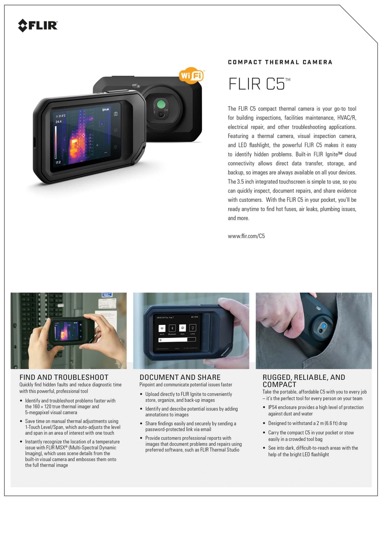 FLIR C5 de nieuwste zakformaat warmtebeeld camera