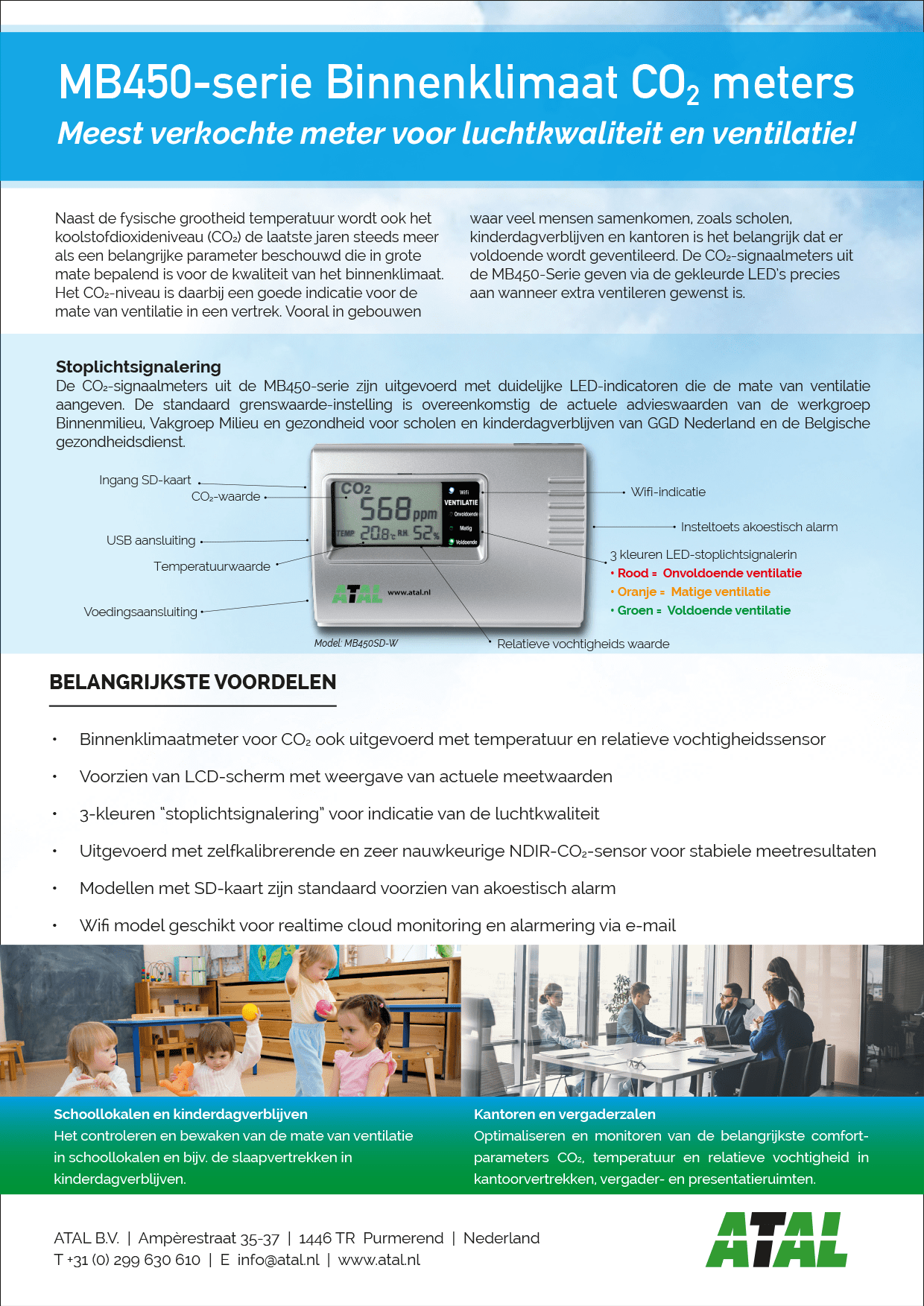 Atal brochure MB450-serie Binnenklimaat CO2 meters de meest verkochte meter voor luchtkwaliteit en ventilatie!