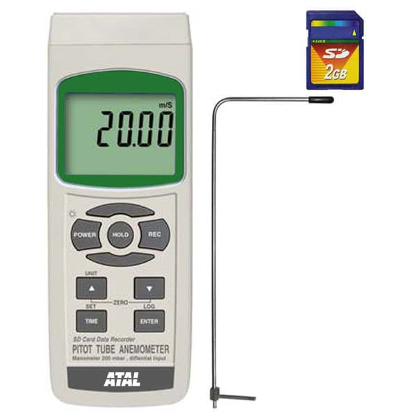 Afbeelding van SD-PAMx9212 meter/ datalogger met SD kaart verschildruk, luchtsnelheid - pitot